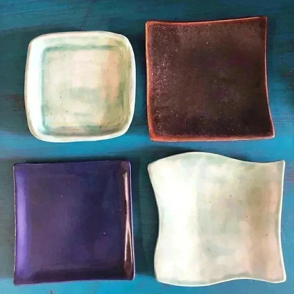 6 Handmade Ceramic Side Dish Plates 4.25